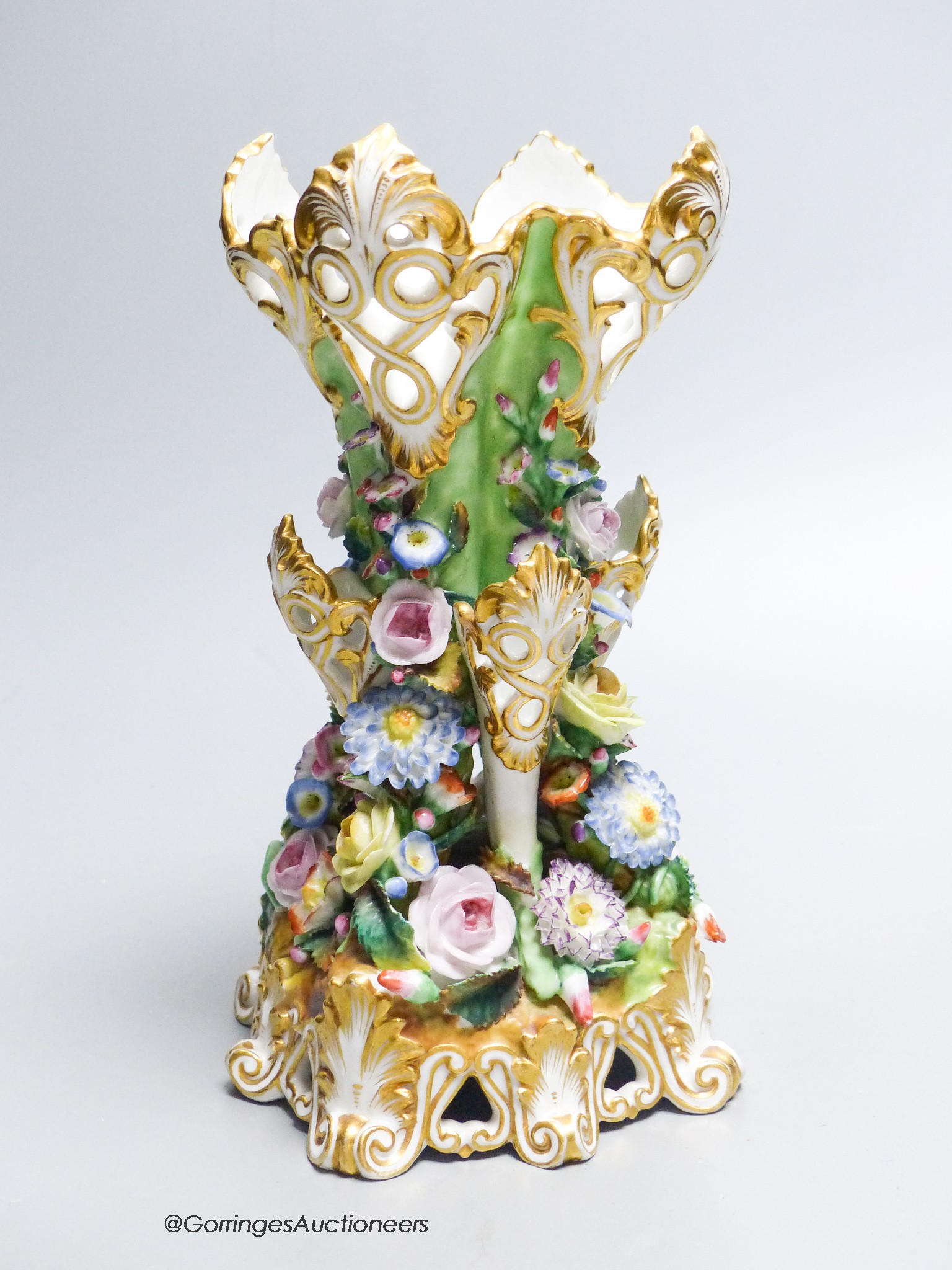 A Jacob Petit floral-encrusted vase, height 20cm